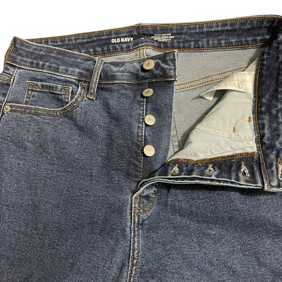 Old Navy Womens 10 Extra High Rise Kicker Boot Cut Button Fly Dark Wash Denim - Picture 3 of 12